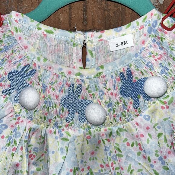 Girls 3-6 Months Easter Bunny Peter Cottontail Romper Outfit - Picture 2 of 8